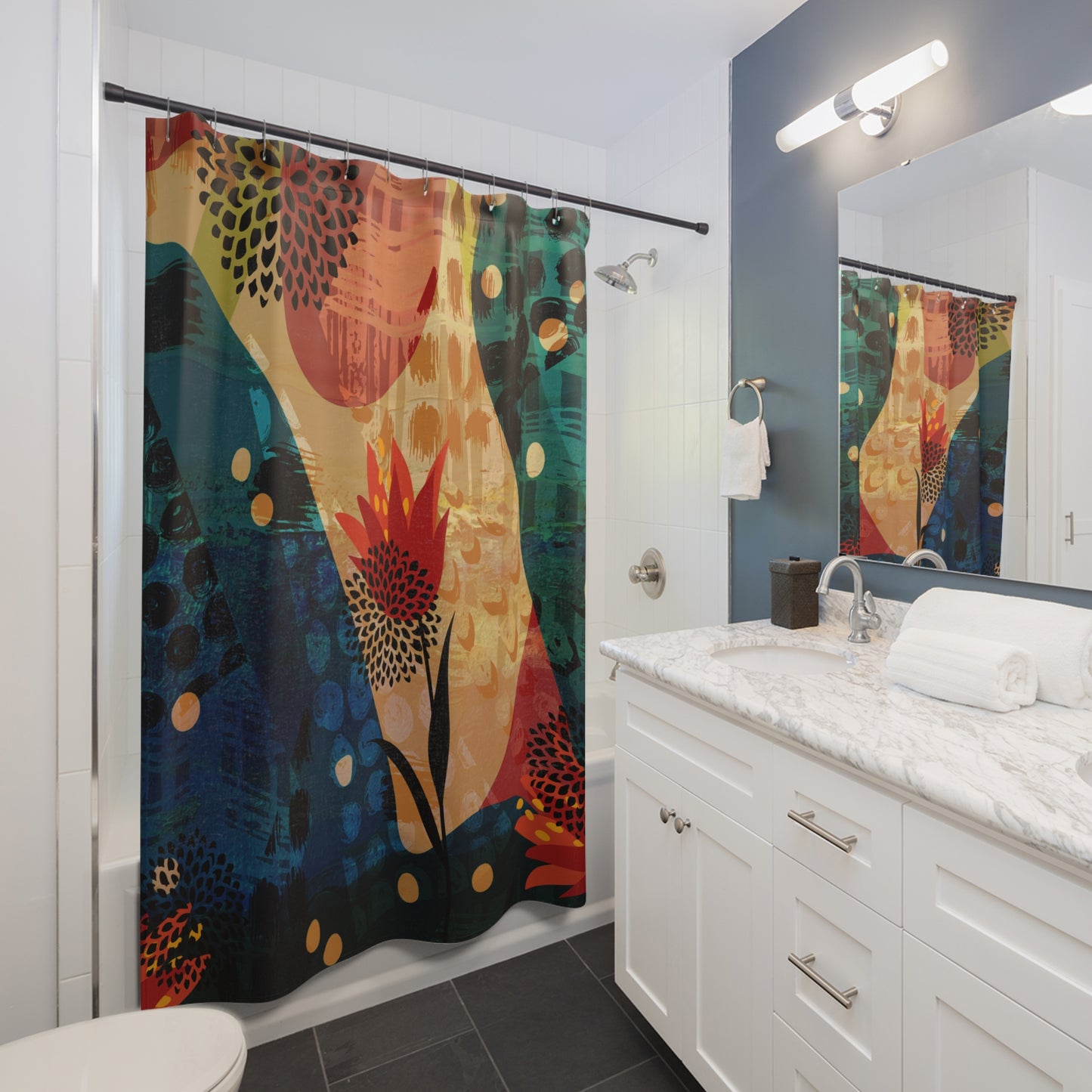 Fire Flower Shower Curtains
