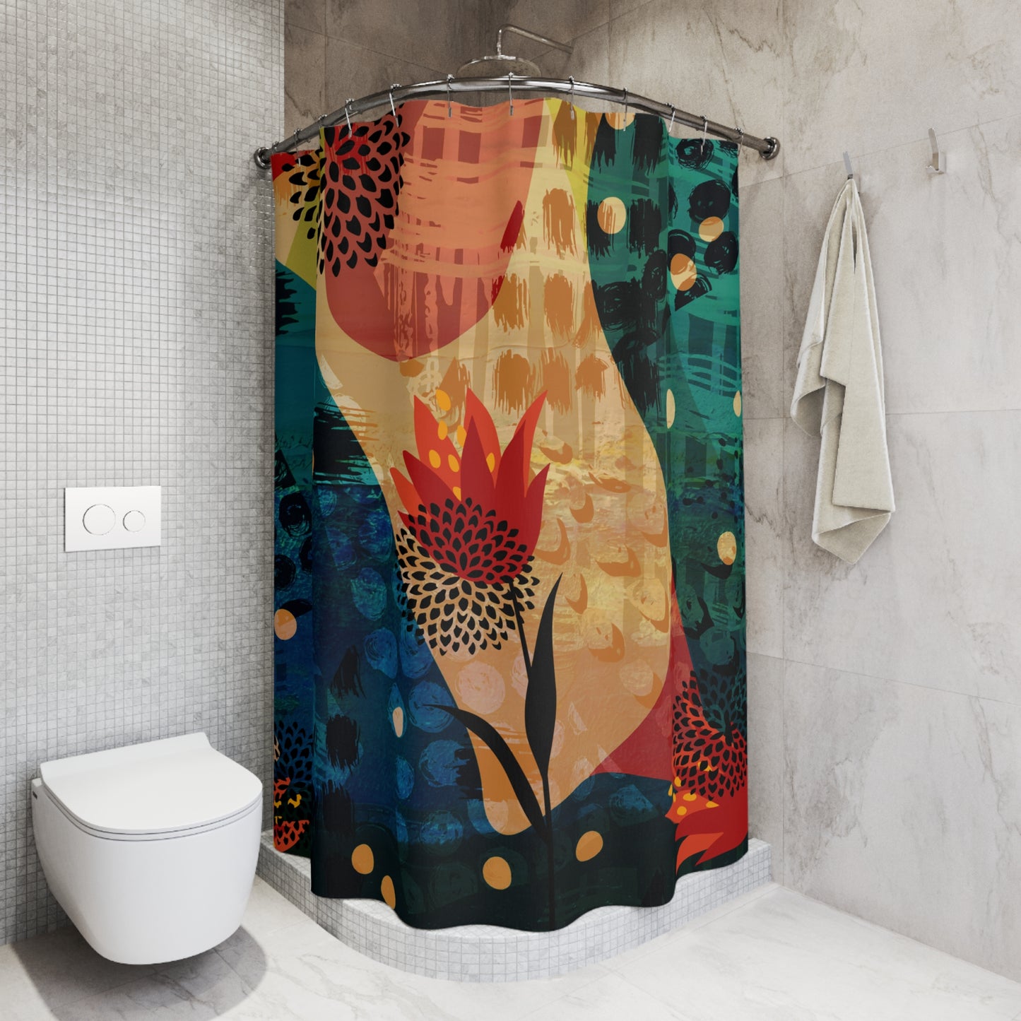 Fire Flower Shower Curtains