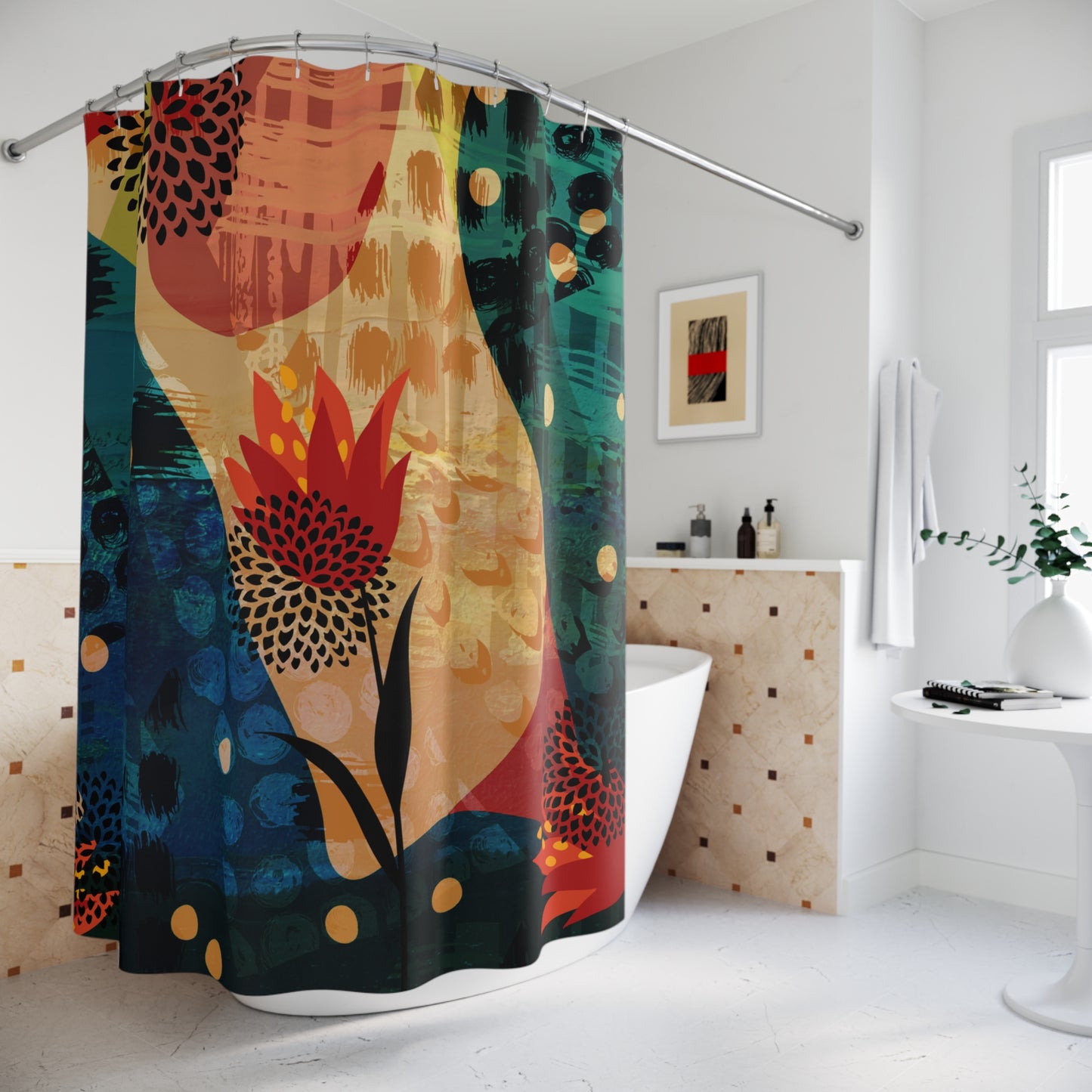 Fire Flower Shower Curtains