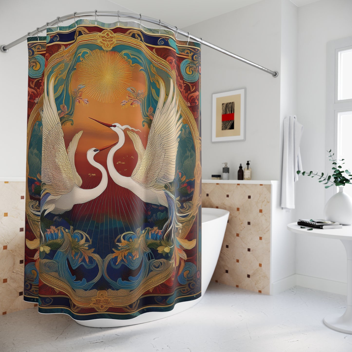 " Two Cranes" Shower Curtains