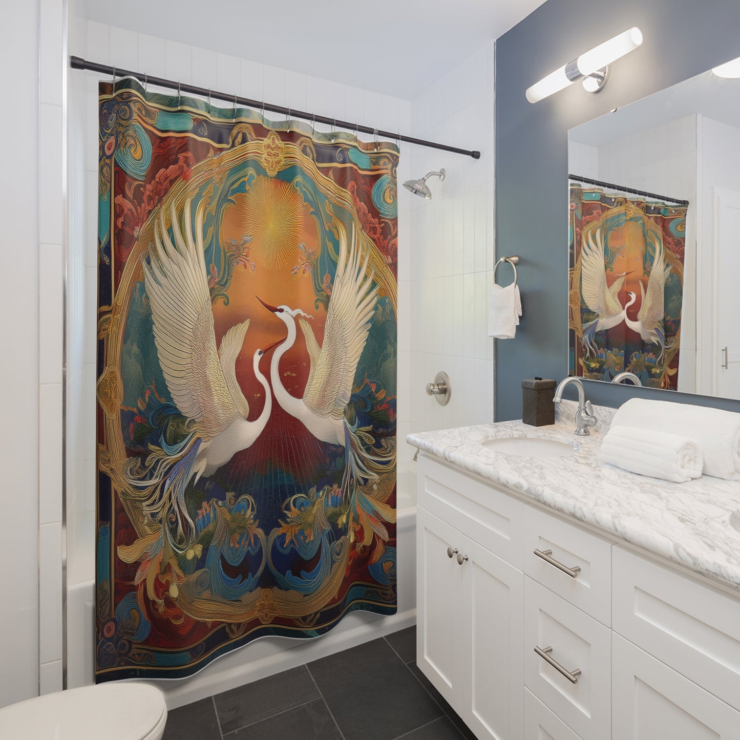 " Two Cranes" Shower Curtains